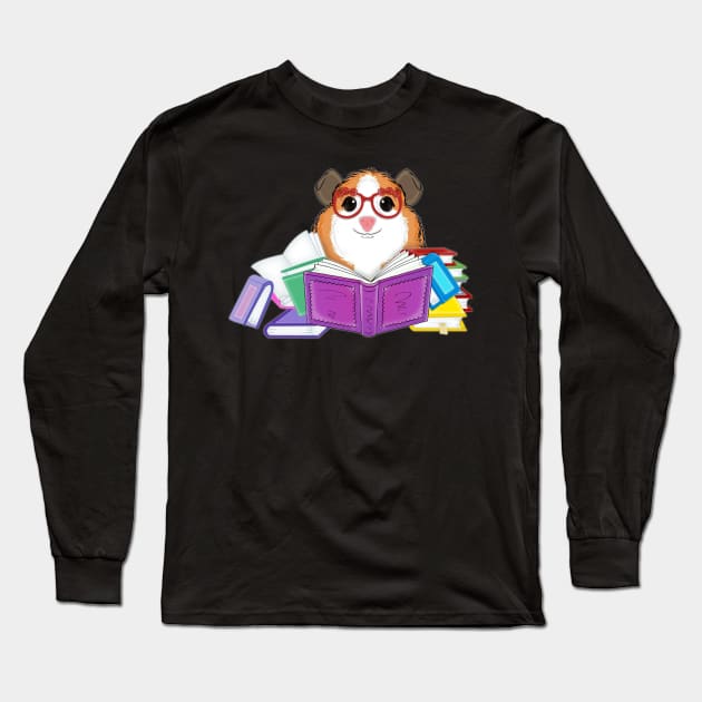Guinea pig, book nerd love reading glasses Long Sleeve T-Shirt by MarrinerAlex